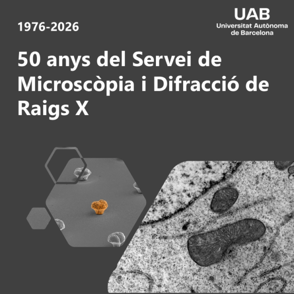 cartell 50 anys del Servei de Microscòpia i Difracció de Raigs X